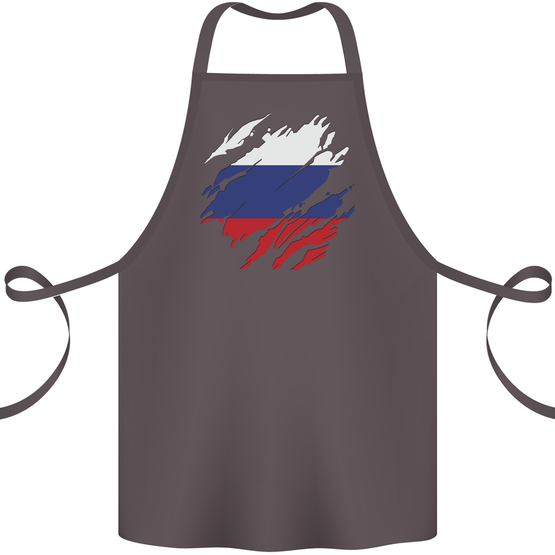 Torn Russia Flag Russian Day Football Cotton Apron 100% Organic Dark Grey