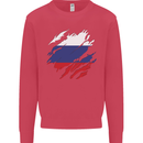 Torn Russia Flag Russian Day Football Kids Sweatshirt Jumper Heliconia