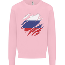 Torn Russia Flag Russian Day Football Kids Sweatshirt Jumper Light Pink
