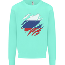 Torn Russia Flag Russian Day Football Kids Sweatshirt Jumper Peppermint