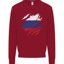 Torn Russia Flag Russian Day Football Kids Sweatshirt Jumper Red