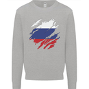 Torn Russia Flag Russian Day Football Kids Sweatshirt Jumper Sports Grey