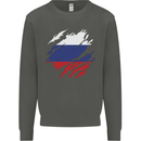 Torn Russia Flag Russian Day Football Kids Sweatshirt Jumper Storm Grey
