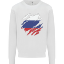 Torn Russia Flag Russian Day Football Kids Sweatshirt Jumper White