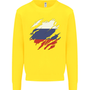 Torn Russia Flag Russian Day Football Kids Sweatshirt Jumper Yellow