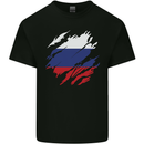 Torn Russia Flag Russian Day Football Kids T-Shirt Childrens Black