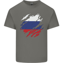 Torn Russia Flag Russian Day Football Kids T-Shirt Childrens Charcoal