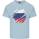 Torn Russia Flag Russian Day Football Kids T-Shirt Childrens Light Blue