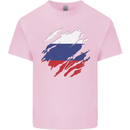 Torn Russia Flag Russian Day Football Kids T-Shirt Childrens Light Pink