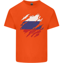 Torn Russia Flag Russian Day Football Kids T-Shirt Childrens Orange