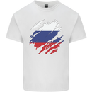 Torn Russia Flag Russian Day Football Kids T-Shirt Childrens White