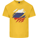 Torn Russia Flag Russian Day Football Kids T-Shirt Childrens Yellow