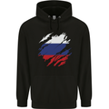Torn Russia Flag Russian Day Football Mens 80% Cotton Hoodie Black