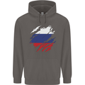 Torn Russia Flag Russian Day Football Mens 80% Cotton Hoodie Charcoal