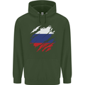 Torn Russia Flag Russian Day Football Mens 80% Cotton Hoodie Forest Green