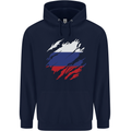 Torn Russia Flag Russian Day Football Mens 80% Cotton Hoodie Navy Blue