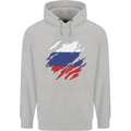 Torn Russia Flag Russian Day Football Mens 80% Cotton Hoodie Sports Grey