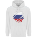 Torn Russia Flag Russian Day Football Mens 80% Cotton Hoodie White