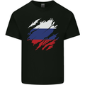 Torn Russia Flag Russian Day Football Mens Cotton T-Shirt Tee Top Black