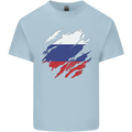 Torn Russia Flag Russian Day Football Mens Cotton T-Shirt Tee Top Light Blue
