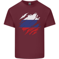 Torn Russia Flag Russian Day Football Mens Cotton T-Shirt Tee Top Maroon