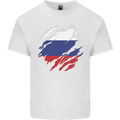 Torn Russia Flag Russian Day Football Mens Cotton T-Shirt Tee Top White