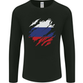 Torn Russia Flag Russian Day Football Mens Long Sleeve T-Shirt Black