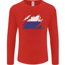 Torn Russia Flag Russian Day Football Mens Long Sleeve T-Shirt Red