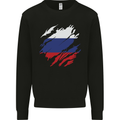 Torn Russia Flag Russian Day Football Mens Sweatshirt Jumper Black