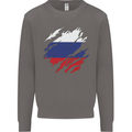 Torn Russia Flag Russian Day Football Mens Sweatshirt Jumper Charcoal