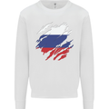 Torn Russia Flag Russian Day Football Mens Sweatshirt Jumper White
