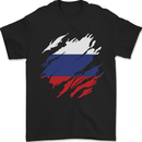 Torn Russia Flag Russian Day Football Mens T-Shirt 100% Cotton Black