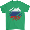 Torn Russia Flag Russian Day Football Mens T-Shirt 100% Cotton Irish Green