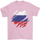 Torn Russia Flag Russian Day Football Mens T-Shirt 100% Cotton Light Pink