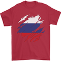 Torn Russia Flag Russian Day Football Mens T-Shirt 100% Cotton Red