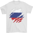 Torn Russia Flag Russian Day Football Mens T-Shirt 100% Cotton White