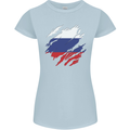 Torn Russia Flag Russian Day Football Womens Petite Cut T-Shirt Light Blue