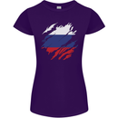 Torn Russia Flag Russian Day Football Womens Petite Cut T-Shirt Purple