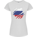 Torn Russia Flag Russian Day Football Womens Petite Cut T-Shirt White