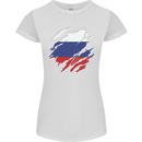 Torn Russia Flag Russian Day Football Womens Petite Cut T-Shirt White