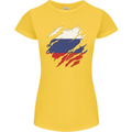 Torn Russia Flag Russian Day Football Womens Petite Cut T-Shirt Yellow