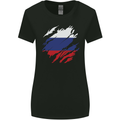 Torn Russia Flag Russian Day Football Womens Wider Cut T-Shirt Black