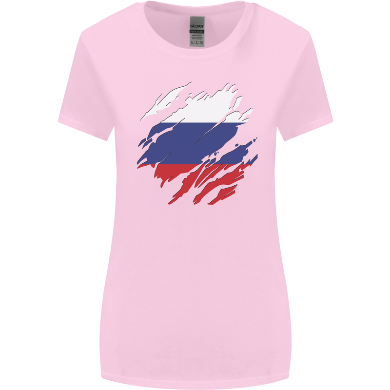 Torn Russia Flag Russian Day Football Womens Wider Cut T-Shirt Light Pink