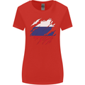 Torn Russia Flag Russian Day Football Womens Wider Cut T-Shirt Red