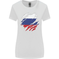 Torn Russia Flag Russian Day Football Womens Wider Cut T-Shirt White
