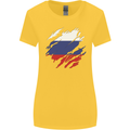 Torn Russia Flag Russian Day Football Womens Wider Cut T-Shirt Yellow