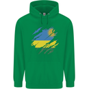 Torn Rwanda Flag Rwandan Day Football Childrens Kids Hoodie Irish Green