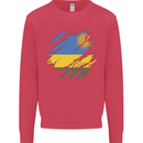 Torn Rwanda Flag Rwandan Day Football Kids Sweatshirt Jumper Heliconia