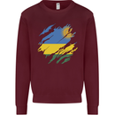 Torn Rwanda Flag Rwandan Day Football Kids Sweatshirt Jumper Maroon