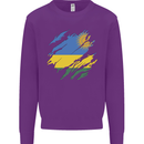 Torn Rwanda Flag Rwandan Day Football Kids Sweatshirt Jumper Purple